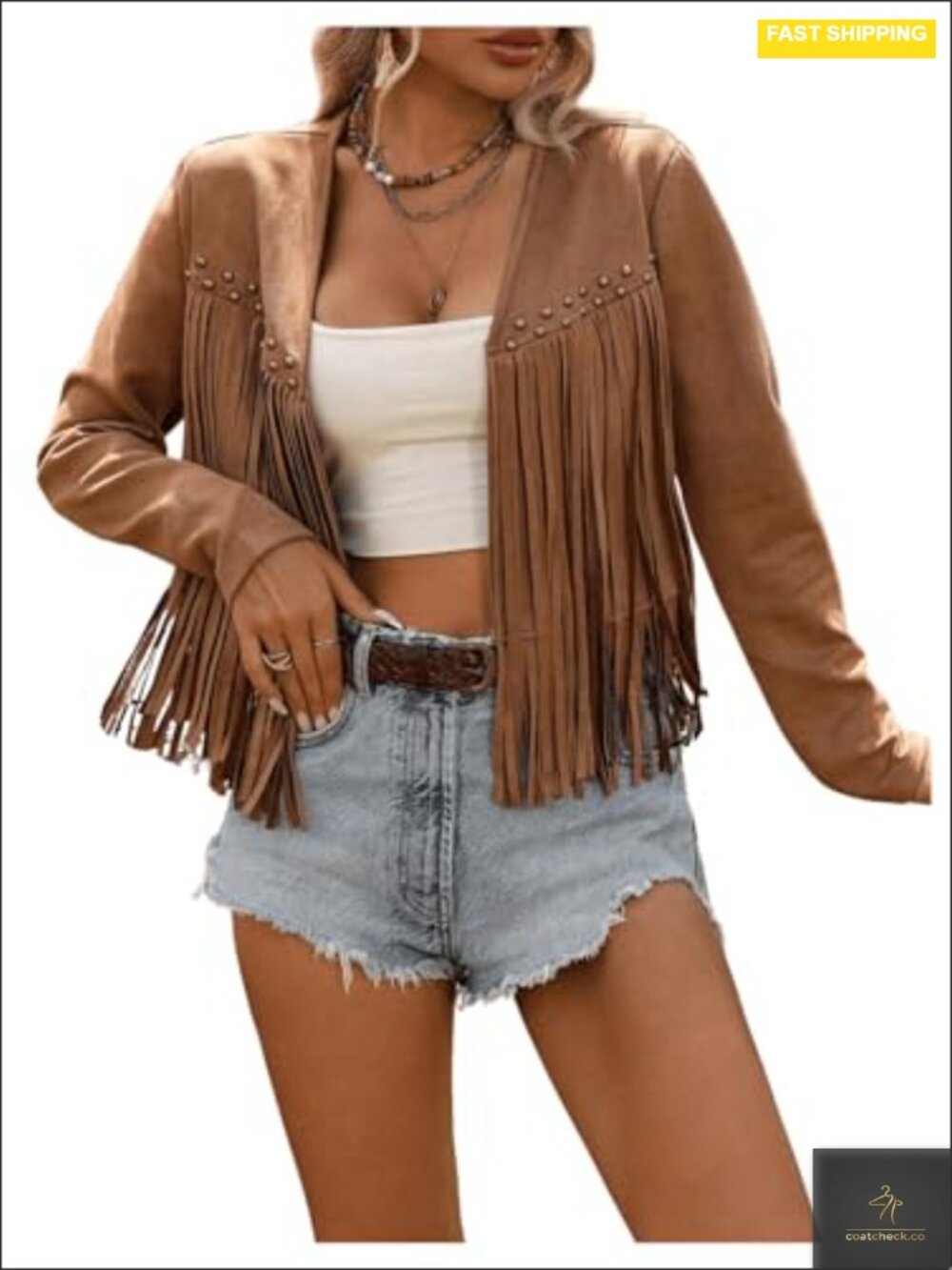 Women's Fringe Trim Long Sleeve Open Front Cardigan Jacket